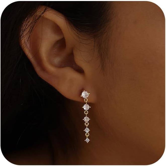 SELFROSE Store Silver Earrings for Women,Dainty Dangle Earrings Silver Plated Drop Earrings for Women Trendy Hypoallergenic CZ Stud Earrings Wedding Pearl Earrings Dangling Cute Small Hoop Earrings Jewelry - Image 1